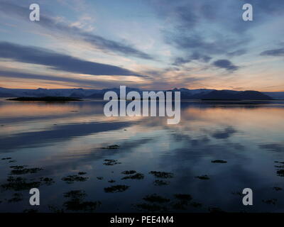 Tramonto a Hofn, Islanda Foto Stock