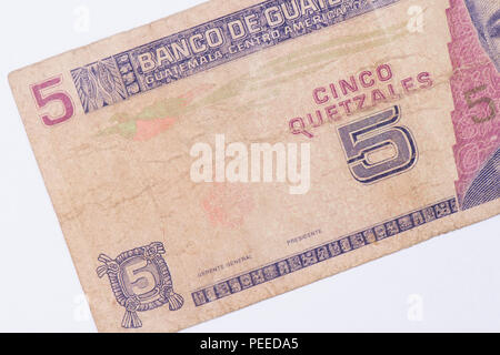 Close up dettaglio Guatemala carta moneta Foto Stock