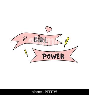 Girl Power composizione. Illustrazione Vettoriale. Illustrazione Vettoriale