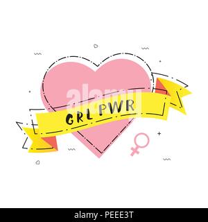 Girl Power composizione. GRL PWR lettering. Illustrazione Vettoriale. Illustrazione Vettoriale