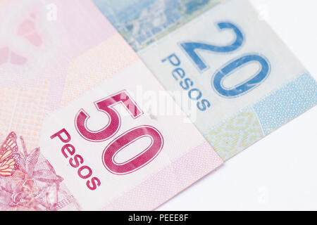 Close up dettaglio Messico carta moneta Foto Stock