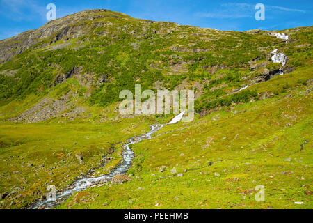 Il paesaggio di Geiranger Valley vicino a Dalsnibba mountain, Norvegia Foto Stock