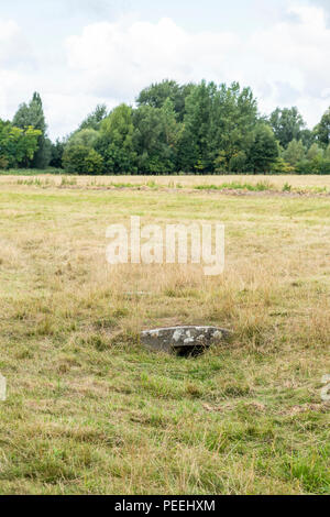 Piccolo ponte di pietra sul canale di irrigazione in acqua Harnham prati Salisbury Regno Unito Foto Stock