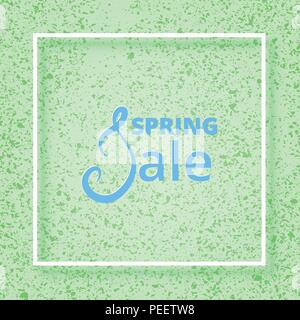 La molla Vendita banner quadrato sul verde sfondo a trama. Modello per pubblicità. Elemento di design grafico. Illustrazione Vettoriale. Illustrazione Vettoriale