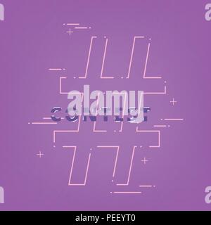Concorso lettering con hashtag. Fette di effetto di testo. Modello per i social media post. Square banner. Illustrazione Vettoriale. Illustrazione Vettoriale