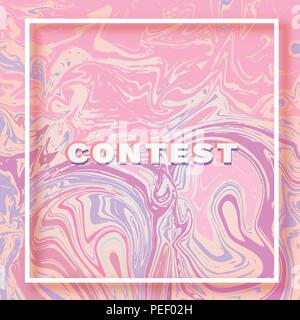Concorso di scritte su sfondo di liquido. Square banner. Elemento di design grafico. Modello per i social media. Illustrazione Vettoriale. Illustrazione Vettoriale