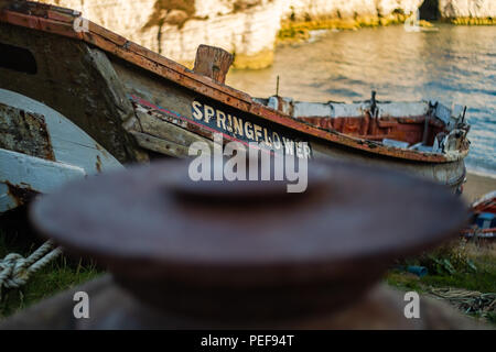 Ci sono così tante fantastiche vedute sulla grande costa dello Yorkshire. Questo è Flamborough, casa dei sorprendenti scogliere, faro e fantastica fauna selvatica Foto Stock
