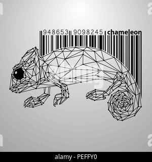 Chameleon da triangoli e codice a barre. Illustrazione Vettoriale