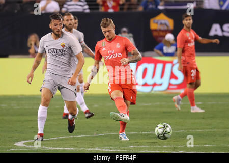 Toni Kroos del Real Madrid #8 in azione durante il 2018 International Champions Cup match contro la Roma a MetLife Stadium. Il Real Madrid vince 2-1 Foto Stock