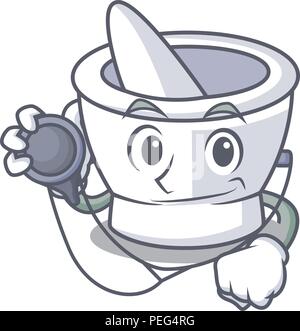 Medico di carattere di mortaio in stile cartone animato Illustrazione Vettoriale