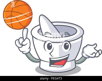 Con basket mortaio carattere stile cartone animato Illustrazione Vettoriale