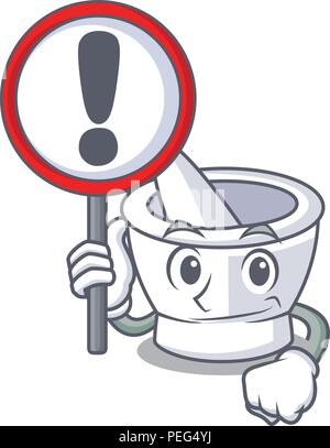 Con il segno del carattere di mortaio in stile cartone animato Illustrazione Vettoriale