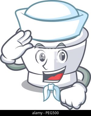 Sailor mortaio carattere stile cartone animato Illustrazione Vettoriale