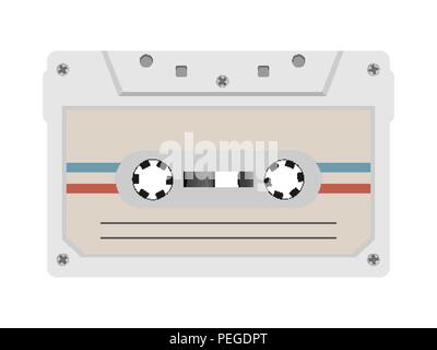 Stile retrò nastro audio magnetici. Anni ottanta vintage album di musica del dispositivo di storage. Il vecchio audio cassette a nastro Illustrazione Vettoriale