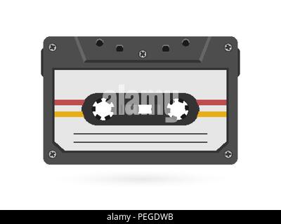 Stile retrò nastro audio magnetici. Anni ottanta vintage album di musica del dispositivo di storage. Il vecchio audio cassette a nastro Illustrazione Vettoriale