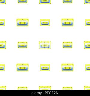 Retrò sfondo senza soluzione di continuità con i nastri audio. Nastri audio magnetici piastrellabile pattern Illustrazione Vettoriale