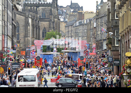 Edinburgh Festival Fringe, Royal Mile di Edimburgo, Scozia, 2018 Foto Stock