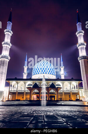 Vista notturna della Moschea Blu Foto Stock