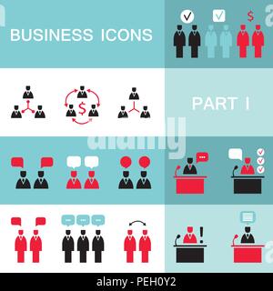 Set di icone sul web per il business, finanza, ufficio, comunicazione, risorse umane Illustrazione Vettoriale