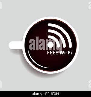 La connessione internet wireless gratuita simbolo in una tazza di caffè illustrazione vettoriale EPS10 Illustrazione Vettoriale
