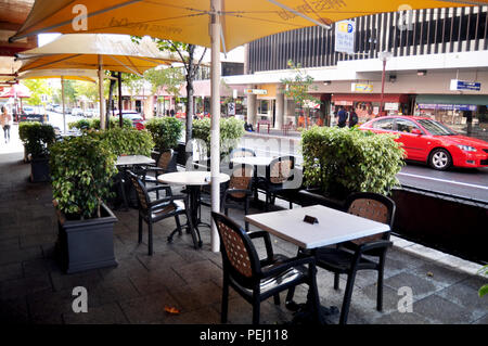 Arredamento e decorazione in corrispondenza della parte anteriore del ristorante e il cafe per persone utilizzano il servizio in Hay Street il 21 maggio 2016 a Perth in Australia Foto Stock