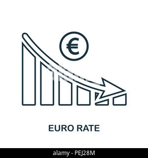 Euro tasso di diminuzione icona grafica. Mobile App, stampa, icona del sito web. Semplice elemento cantare. Monocromatico Euro tasso di diminuzione icona grafica illustrazione Foto Stock