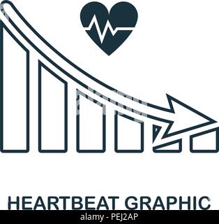 Diminuzione di heartbeat icona grafica. Mobile App, stampa, icona del sito web. Semplice elemento cantare. Monocromatico diminuzione Heartbeat icona grafica illustrazione Illustrazione Vettoriale