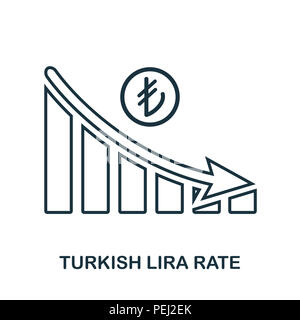 La Lira turca Diminuzione icona grafica. Mobile App, stampa, icona del sito web. Semplice elemento cantare. Monocromatico Lira Turca Diminuzione icona grafica Foto Stock