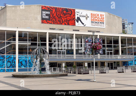 La Queen Elizabeth Theatre nel centro cittadino di Vancouver, BC, Canada Foto Stock