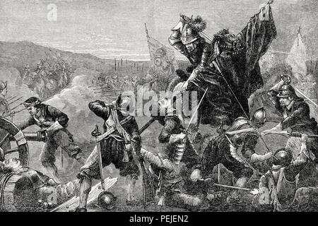 Battaglia di Naseby il 14 giugno 1645, guerra civile inglese, dal British battaglie di terra e di mare, da James Grant Foto Stock