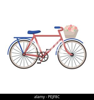 Bicicletta rosa con icona del carrello in cartoon design isolato su sfondo bianco. Paese Francia stock simbolo illustrazione vettoriale. Illustrazione Vettoriale