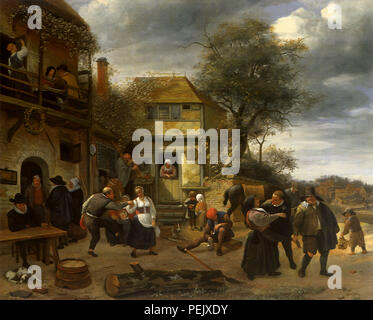 I contadini prima di una locanda, Steen Jan Foto Stock