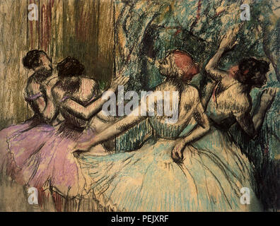 In attesa in ali, Degas Edgar Foto Stock