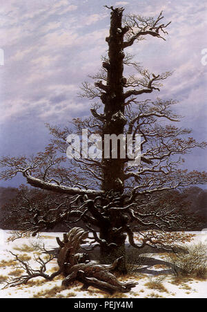 Albero di quercia nella neve, Friedrich Caspar David Foto Stock