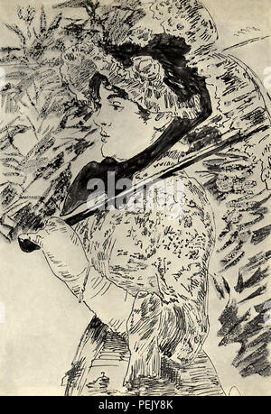 Donna con ombrellone, Manet, Edouard Foto Stock