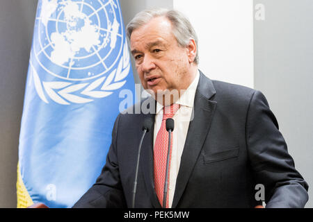 Antonio Guterres, Segretario Generale delle Nazioni Unite, alle Nazioni Unite a New York City il 27 marzo 2018. Foto Stock