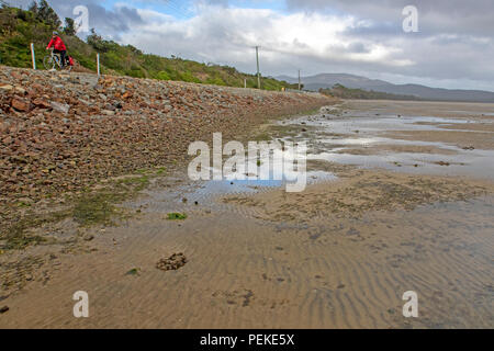 Ciclista sul collo di Bruny, Isola di Bruny Foto Stock