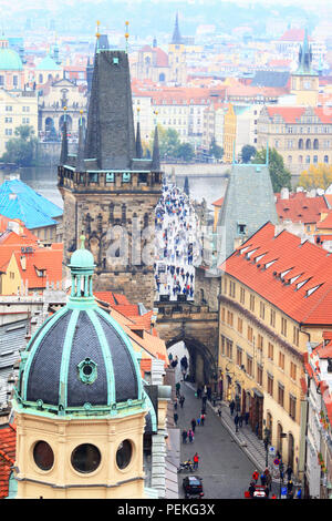 Bella Praga città,vista panoramica,Repubblica Ceca. Foto Stock