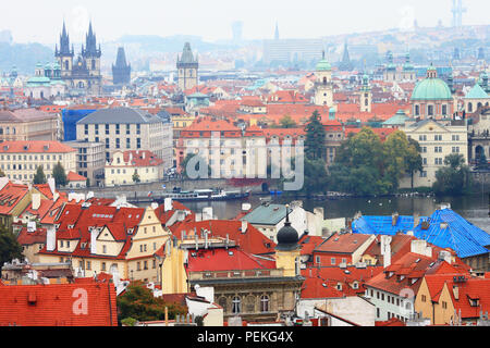 Bella Praga città,vista panoramica,Repubblica Ceca. Foto Stock