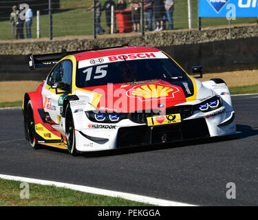 Augusto Farfus, BMW M4 DTM, DTM gara incontro, Deutsche Tourenwagen Masters, Circuito del Grand Prix, Brands Hatch, Kent, Inghilterra, XI XII Agosto 2018. Au Foto Stock