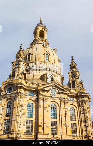 Punto di riferimento della Germania,cattedrale barocca nella città di Dresda. Foto Stock