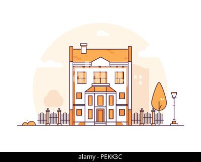 Apartment House - moderna linea sottile stile di design illustrazione vettoriale Illustrazione Vettoriale