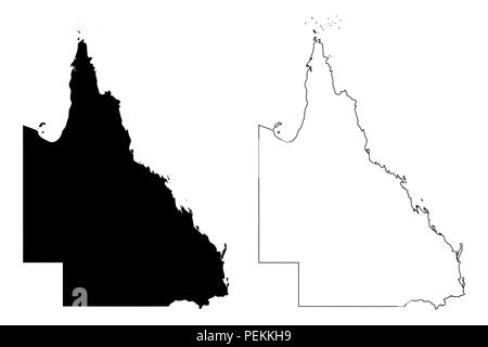 Queensland (Australia Stati e territori, QLD) mappa illustrazione vettoriale, scribble schizzo Queensland mappa Illustrazione Vettoriale