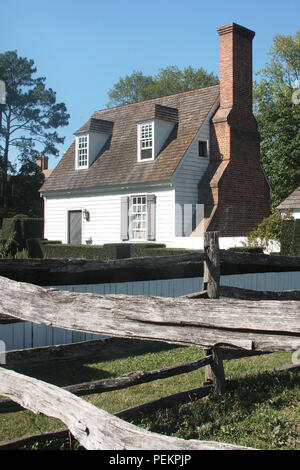 Vecchia casa in Colonial Williamsburg, Virginia Foto Stock