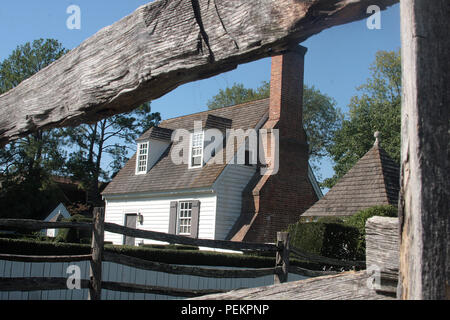 Vecchia casa in Colonial Williamsburg, Virginia Foto Stock