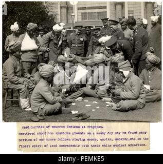 Parti della scheda di feriti indiani a Brighton. Fotografo H. D. Girdwood. Foto Stock