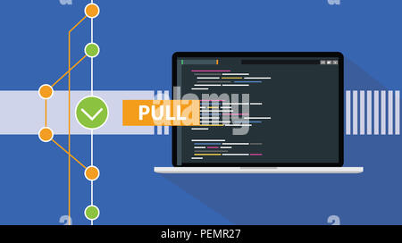 Git tirare il comando di programmazione codice tecnologia repository cloud online illustrazione vettoriale Foto Stock
