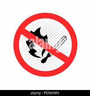 Non fare fuoco icona segno trasparente Illustrazione Vettoriale