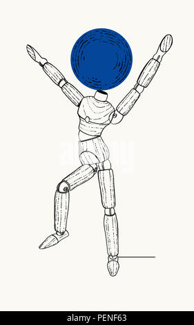 Equilibrio mentale, equilibrio psicologico. Benessere e self-control. Concetto di psicologia e psichiatria. Illustrazione concettuale. Figura umana rendendo Foto Stock