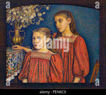 Le due sorelle, il Serruys Sorelle, Georges Lemmen, 1894,Indianapolis Museum of Art, Indianapolis, Indiana, Stati Uniti d'America, America del Nord Foto Stock